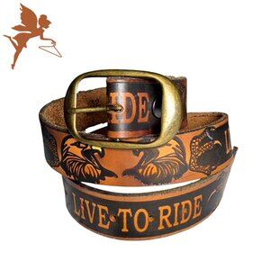 LEATHER Moto Live to Ride Eagle Belt